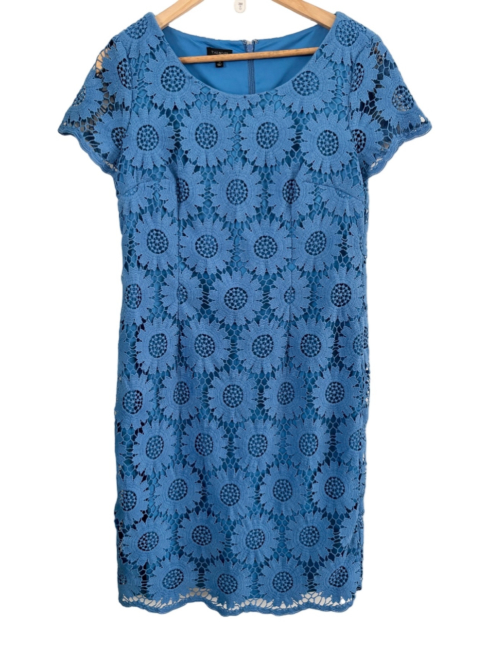 Talbots sunflower lace cornflwr blu sheath drss SZ 10 garden party coquette girl - Picture 2 of 9